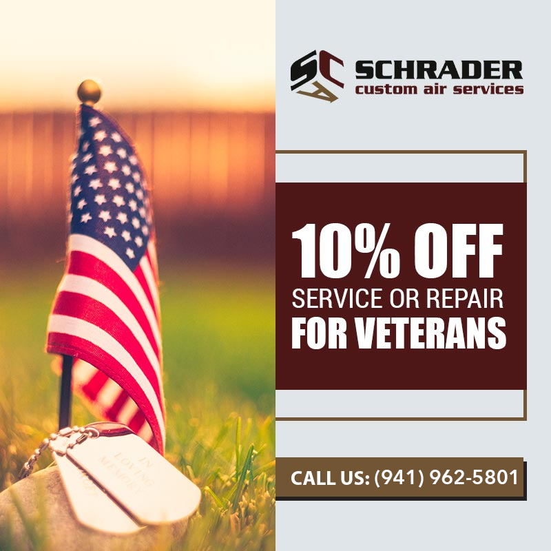 10% Off for Veterans - Schrader Custom Air Services in Sarasota, FL